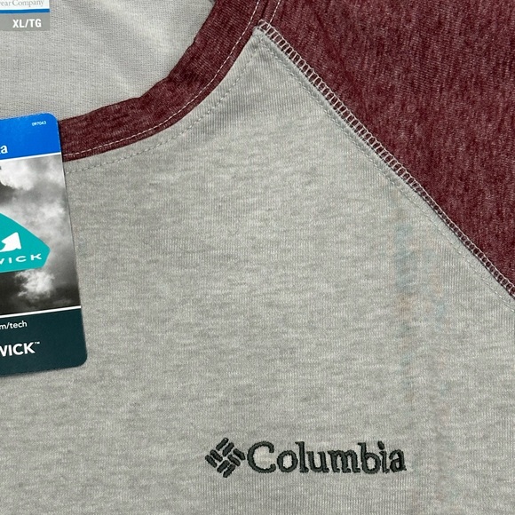 Men’s Columbia XL Crewneck Shirt T-Shirt Red Gray Long Sleeve Omni-Wick NWT - Picture 5 of 8